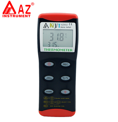 台湾衡欣 AZ8852双通道热电偶温度计 K/J/T型探头温度计 RS232接口